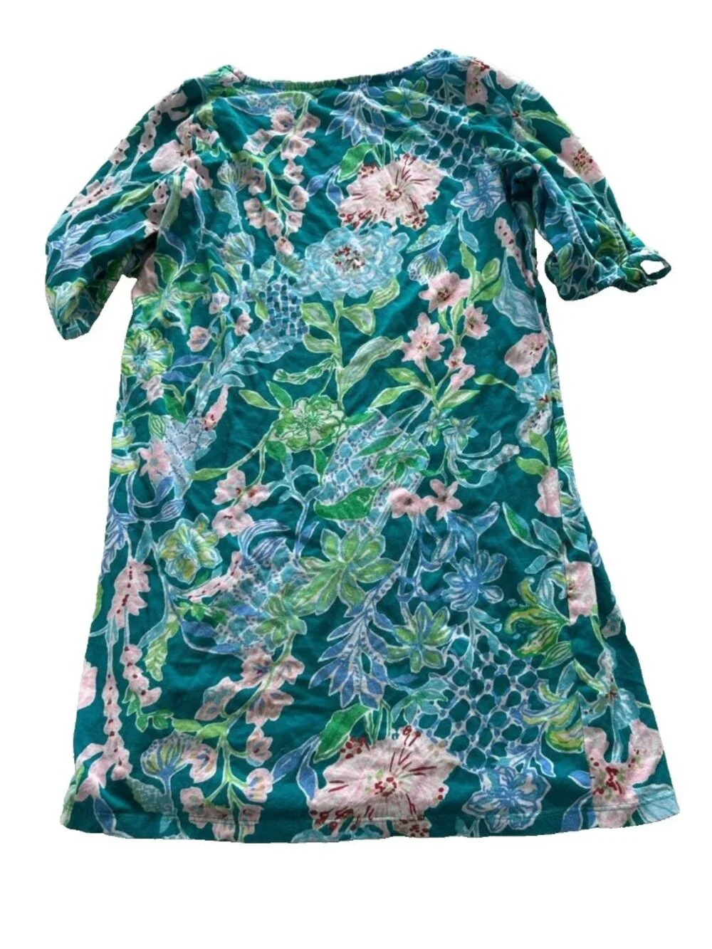 Lilly Pulitzer Girls XL 12/14 Tropical Tie Sleeve Shirt Dress